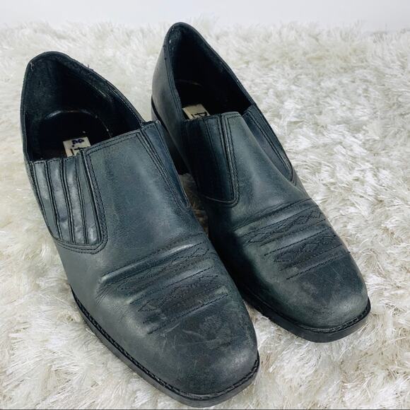 Vintage Black Western Booties Leather Sz 8 M - Picture 1 of 9